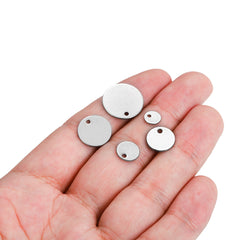 DIY Jewelry Accessories Material 6-30mm Stainless Steel Round Pendant Metal Tag Round Dog Tag Pendant