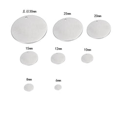 DIY Jewelry Accessories Material 6-30mm Stainless Steel Round Pendant Metal Tag Round Dog Tag Pendant