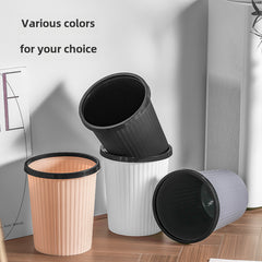 Creative Simple Large Kitchen Bathroom Living Room Trash Can Household No Lid Press Ring Paper Basket Striped Waste Bin