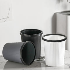 Creative Simple Large Kitchen Bathroom Living Room Trash Can Household No Lid Press Ring Paper Basket Striped Waste Bin